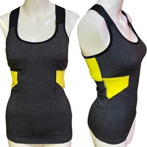 Beyond Yoga Colorblock Crossback Tank Top Yellow, Gray & Black Size M